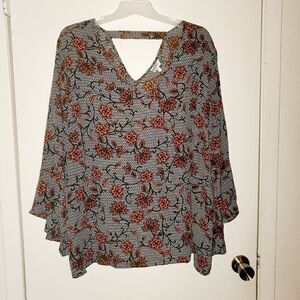 Avenue Orange Floral Print Top Size 30/32